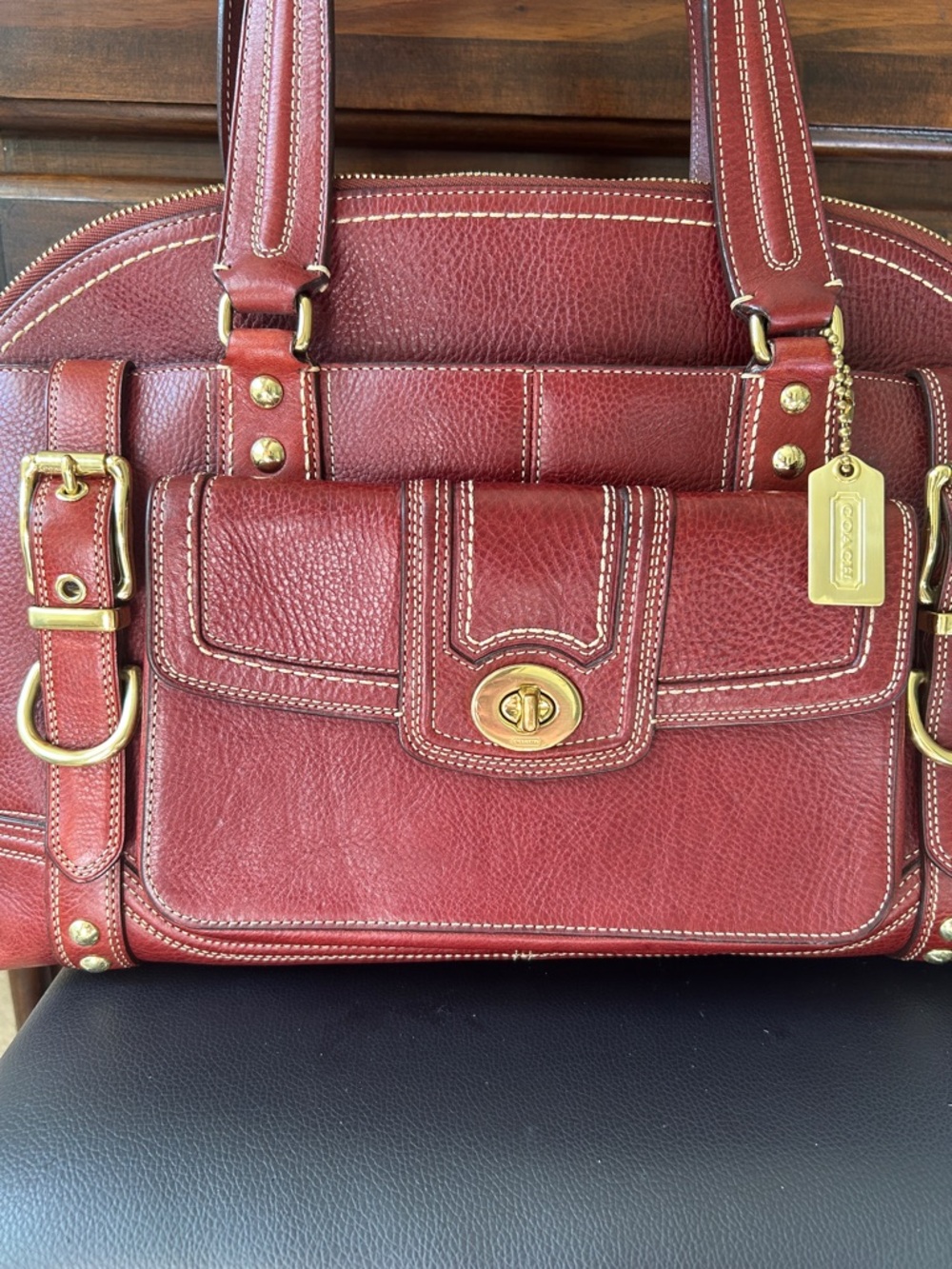 Authentic Vintage Coach Hampton Miranda Satchel Leather Bordeaux Burgundy 11085 - Picture 11 of 15